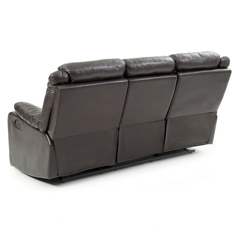 Faux Leather Double Reclining Sofa Modern Padded Arms Grey