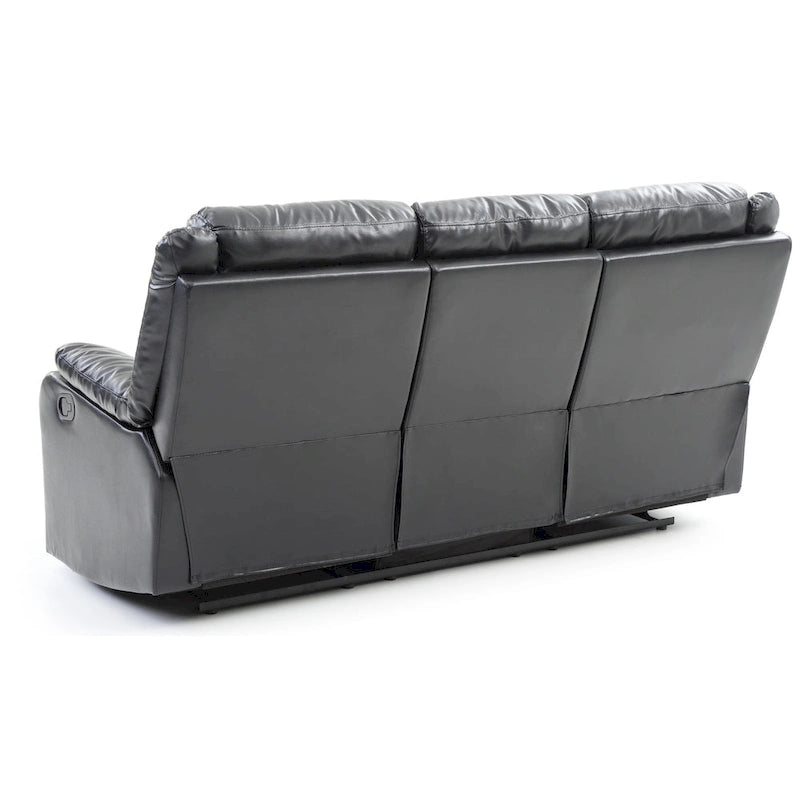 Faux Leather Double Reclining Sofa Modern Padded Arms Grey