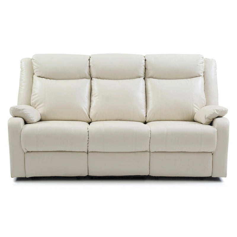 Faux Leather Double Reclining Sofa Modern Padded Arms Grey