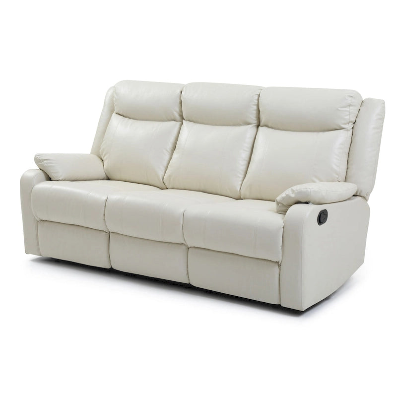 Faux Leather Double Reclining Sofa Modern Padded Arms Grey