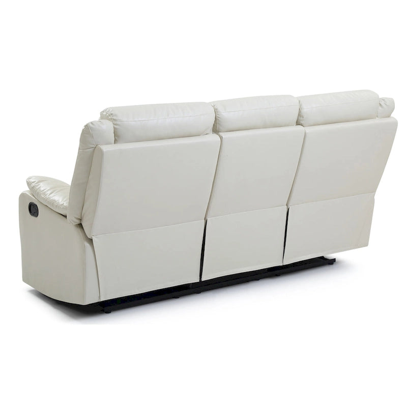 Faux Leather Double Reclining Sofa Modern Padded Arms Grey