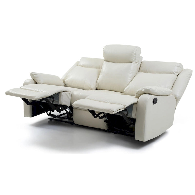 Faux Leather Double Reclining Sofa Modern Padded Arms Grey