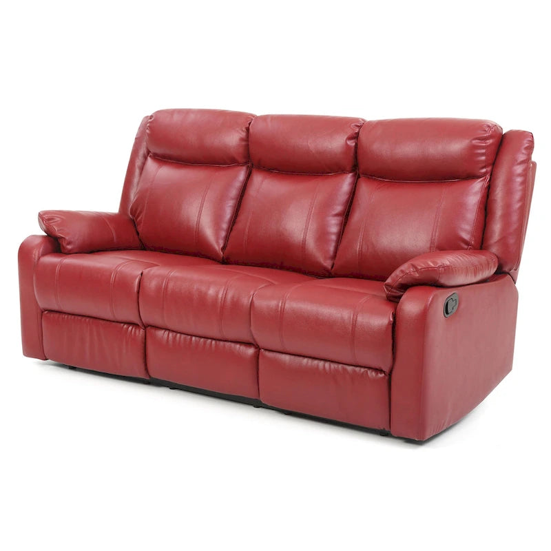 Faux Leather Double Reclining Sofa Modern Padded Arms Grey