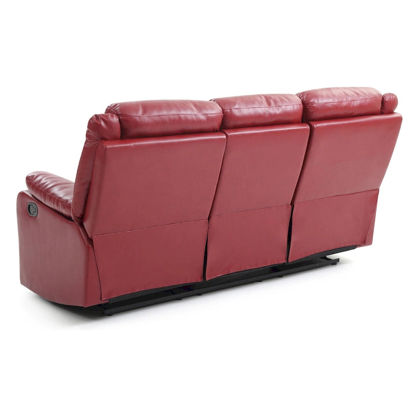 Faux Leather Double Reclining Sofa Modern Padded Arms Grey