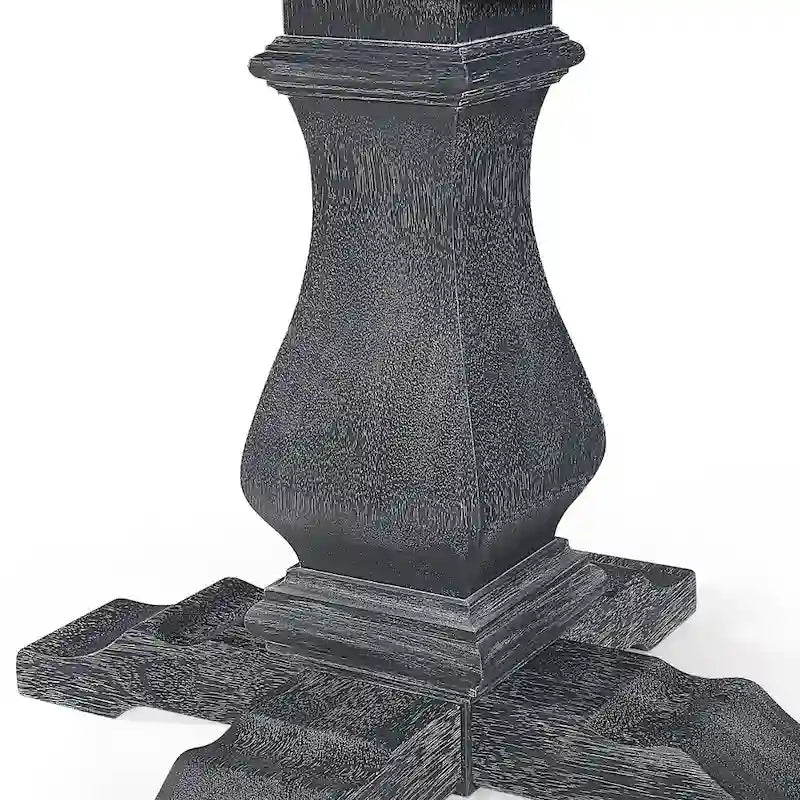 Expandable Round Rustic Wood Dining Table with Pedestal Base Grey
