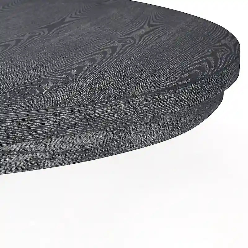Expandable Round Rustic Wood Dining Table with Pedestal Base Grey