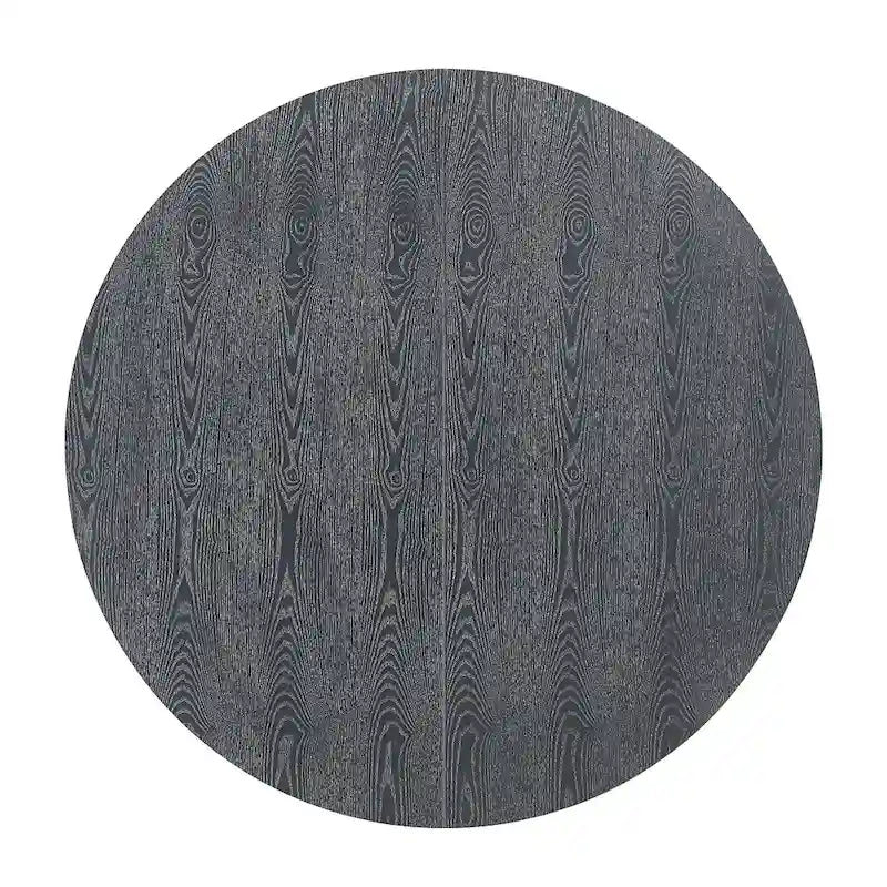 Expandable Round Rustic Wood Dining Table with Pedestal Base Grey