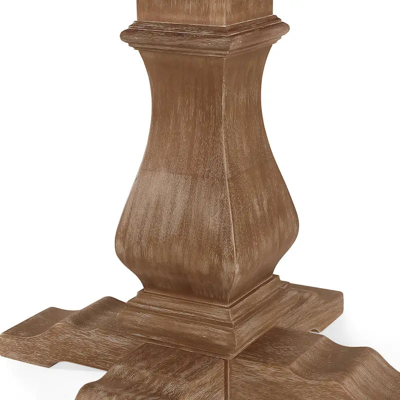 Expandable Round Rustic Wood Dining Table with Pedestal Base Grey