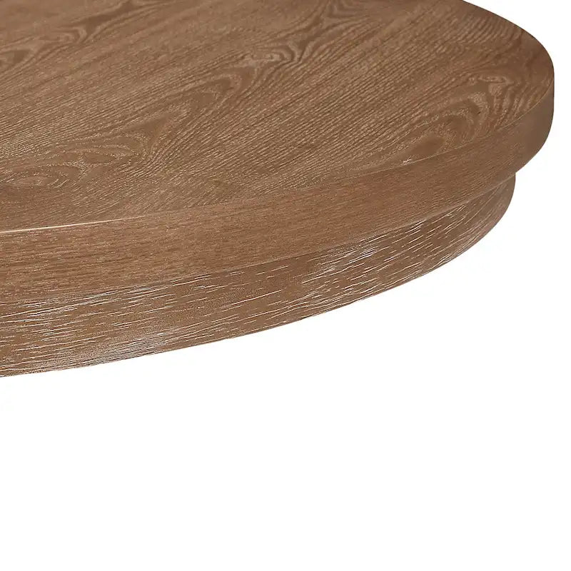 Expandable Round Rustic Wood Dining Table with Pedestal Base Grey