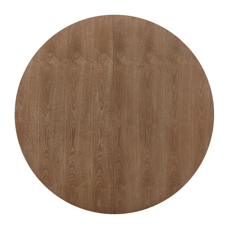 Expandable Round Rustic Wood Dining Table with Pedestal Base Grey
