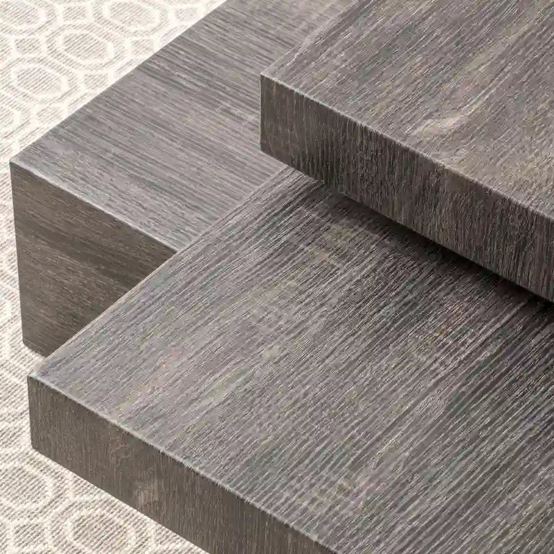 Rotating Wood Coffee Table Black Oak Finish Three Tier Modern Living Room