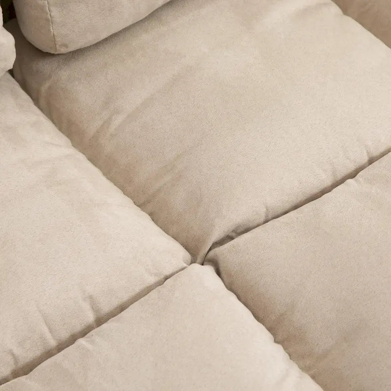 Convertible Floor Sofa Bed Adjustable Backrest Foldable Beige Grey Suede