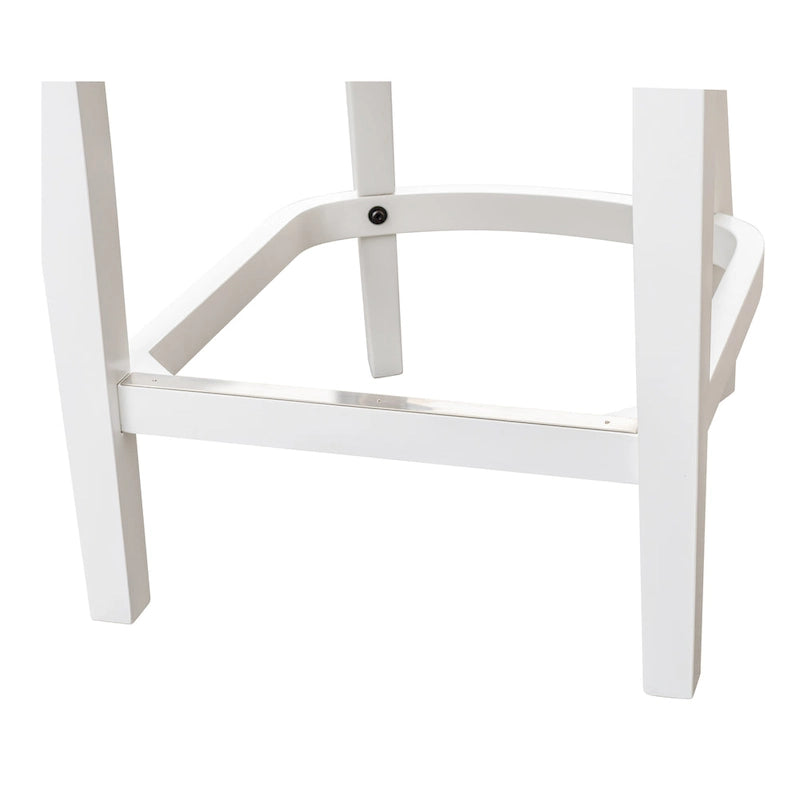 Modern High-Back Swivel Bar Stool White Frame Gray Faux Leather Seat