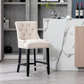 Upholstered Button Tufted Counter Stool with Black Wood Legs