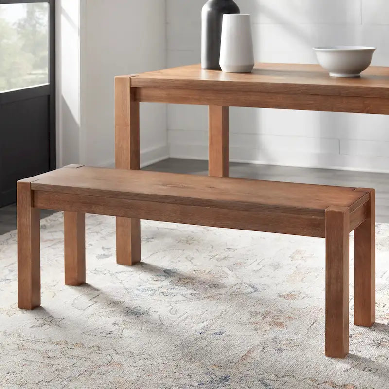 Rustic Solid Wood Dining Bench Brown Black Farmhouse Style
