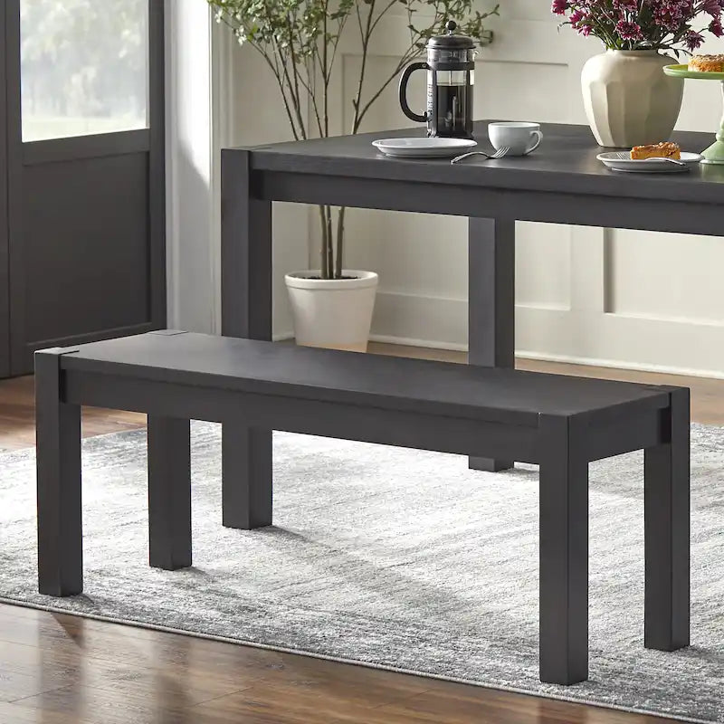 Rustic Solid Wood Dining Bench Brown Black Farmhouse Style