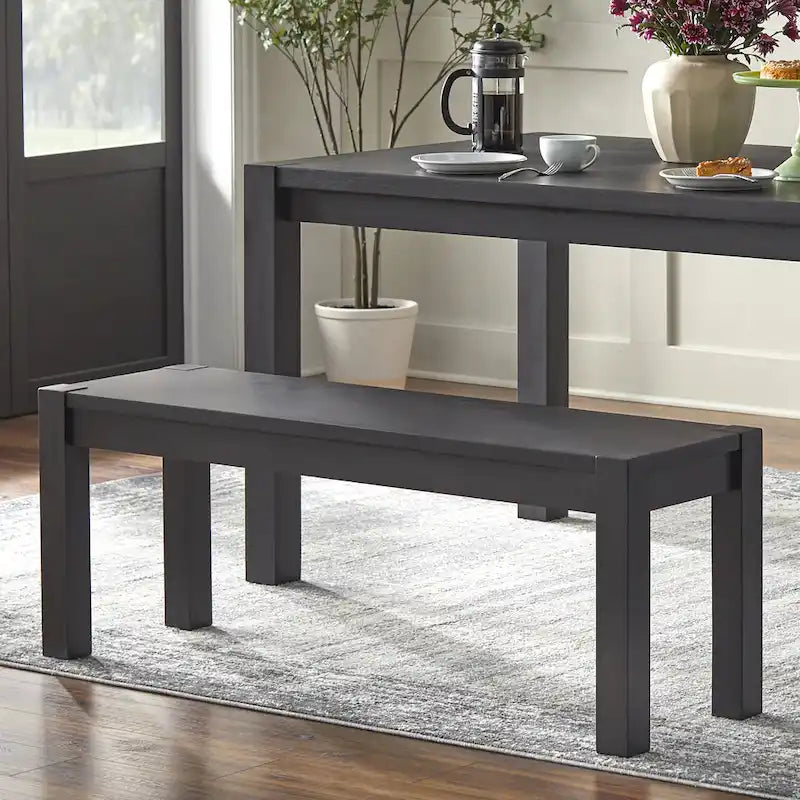 Rustic Solid Wood Dining Bench Brown Black Farmhouse Style