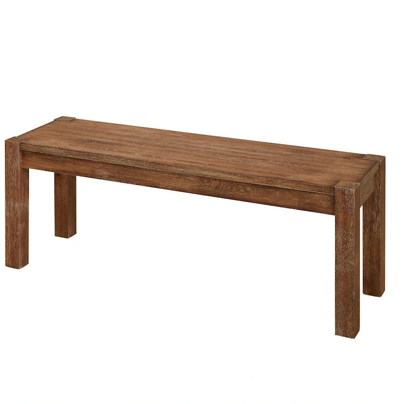 Rustic Solid Wood Dining Bench Brown Black Farmhouse Style