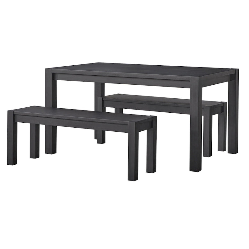 Rustic Solid Wood Dining Bench Brown Black Farmhouse Style