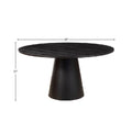 Black Round Solid Wood Pedestal Dining Table Seats Four to Six