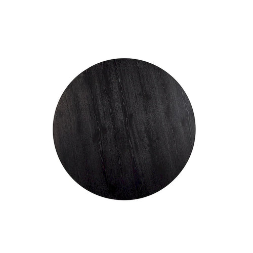 Black Round Solid Wood Pedestal Dining Table Seats Four to Six