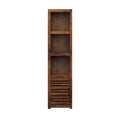 Tall Whiskey Finish Knotty Alder Wood Pier Cabinet with Slat Door