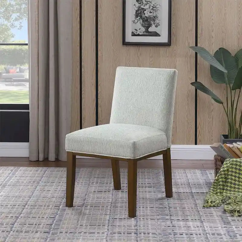 Modern Upholstered Dining Chair with Wood Legs Camel Faux Leather