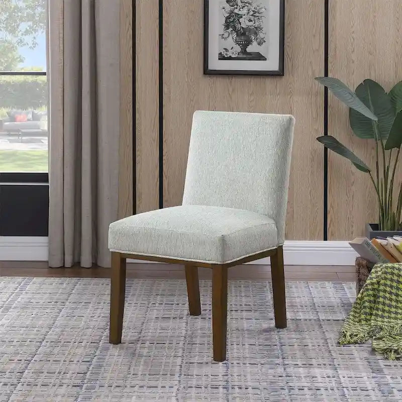 Modern Upholstered Dining Chair with Wood Legs Camel Faux Leather