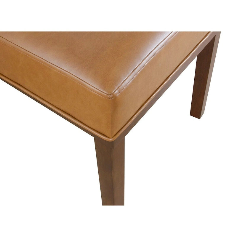 Modern Upholstered Dining Chair with Wood Legs Camel Faux Leather