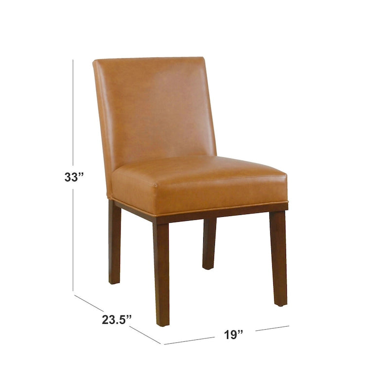 Modern Upholstered Dining Chair with Wood Legs Camel Faux Leather
