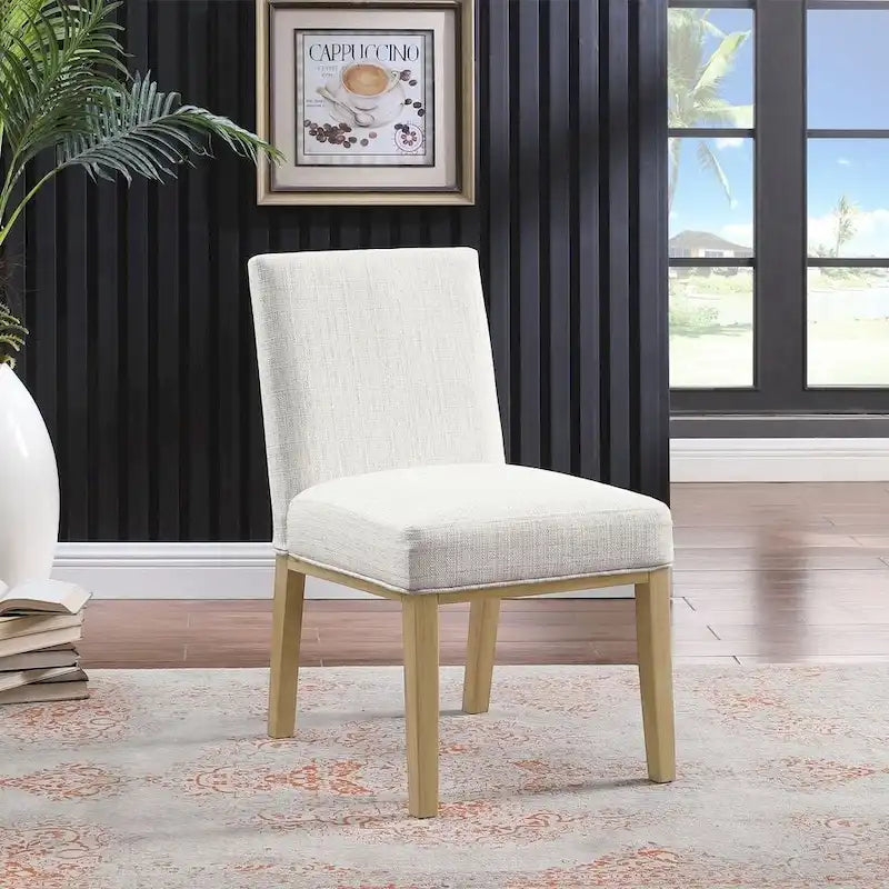 Modern Upholstered Dining Chair with Wood Legs Camel Faux Leather