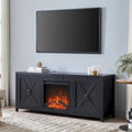 Farmhouse TV Stand with Electric Fireplace Insert and Storage Cabinets
