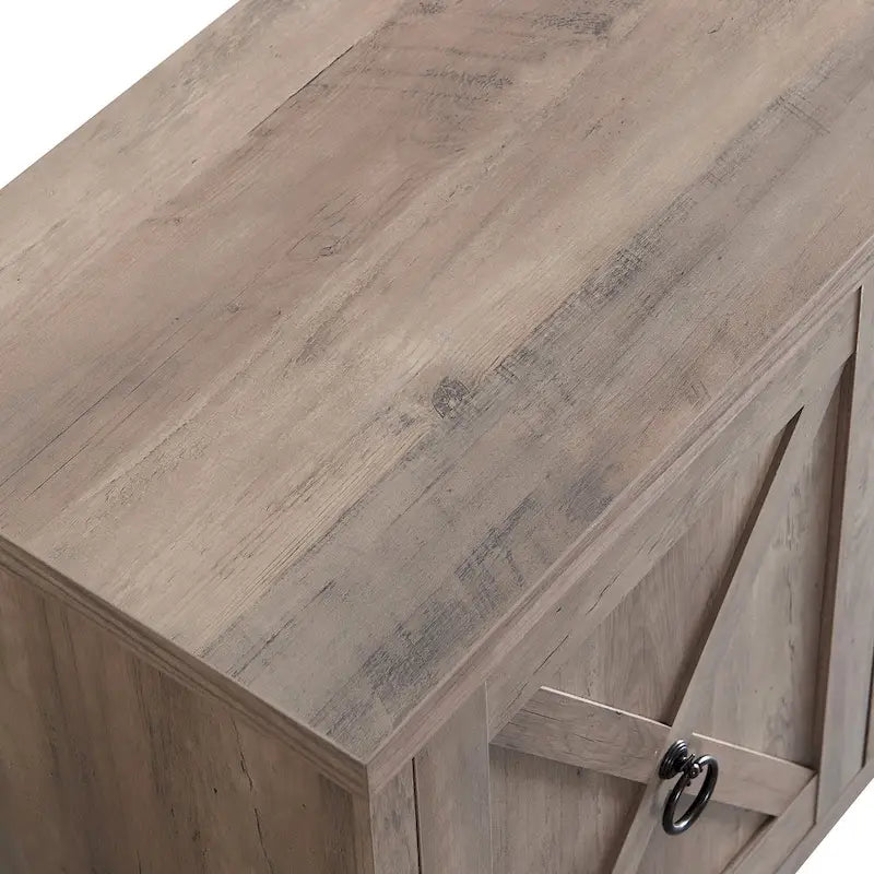 Farmhouse TV Stand with Electric Fireplace Insert and Storage Cabinets