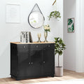 Buffet Sideboard Cabinet 3 Drawers Adjustable Shelves Black Grey White