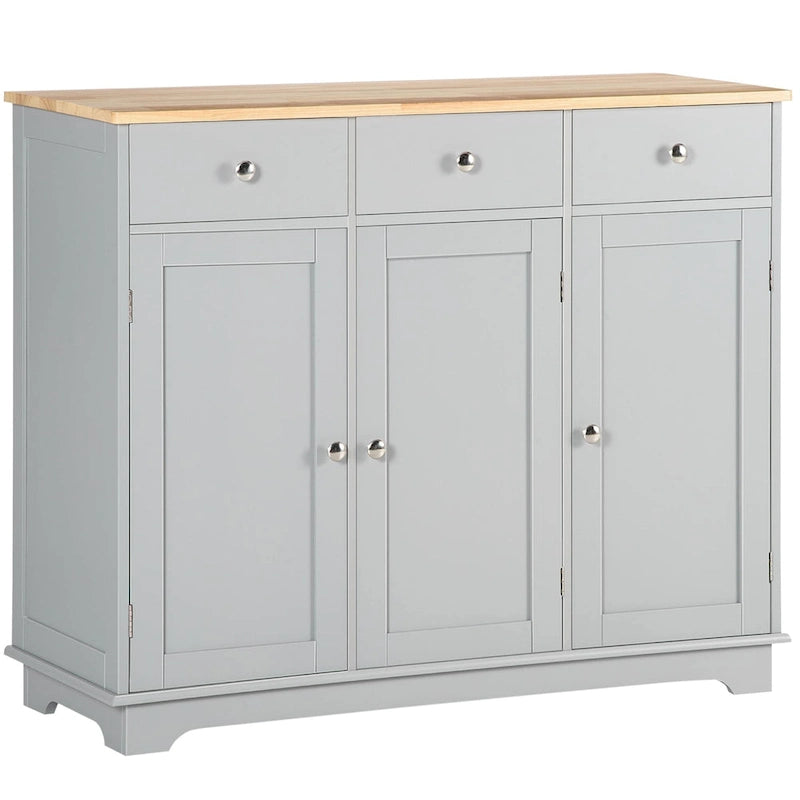 Buffet Sideboard Cabinet 3 Drawers Adjustable Shelves Black Grey White