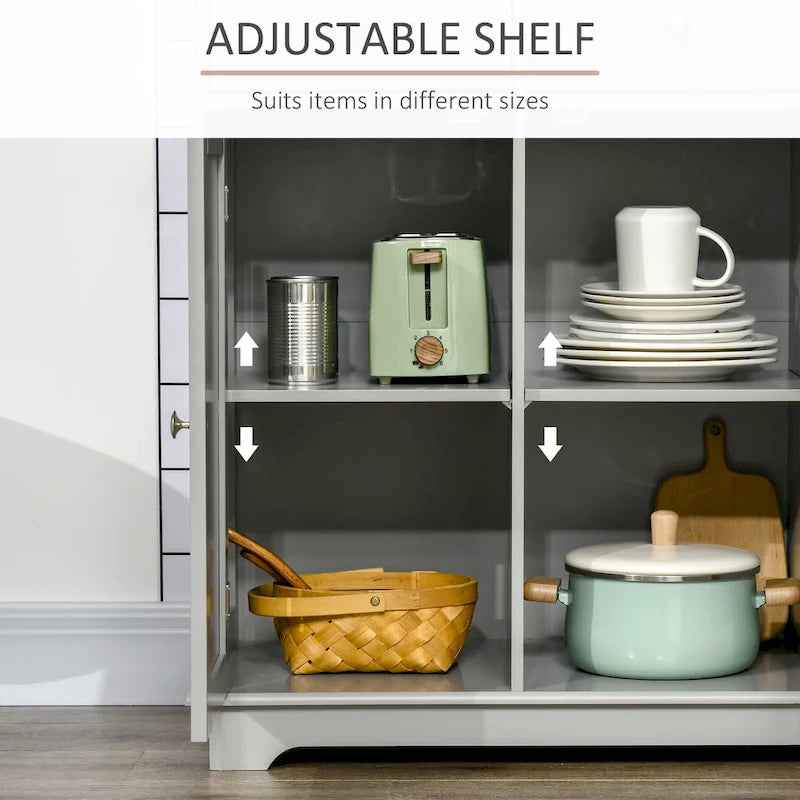 Buffet Sideboard Cabinet 3 Drawers Adjustable Shelves Black Grey White