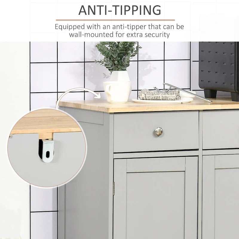 Buffet Sideboard Cabinet 3 Drawers Adjustable Shelves Black Grey White