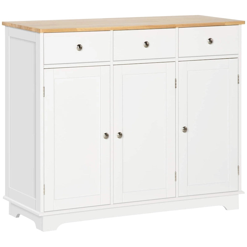 Buffet Sideboard Cabinet 3 Drawers Adjustable Shelves Black Grey White