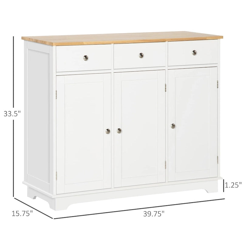 Buffet Sideboard Cabinet 3 Drawers Adjustable Shelves Black Grey White