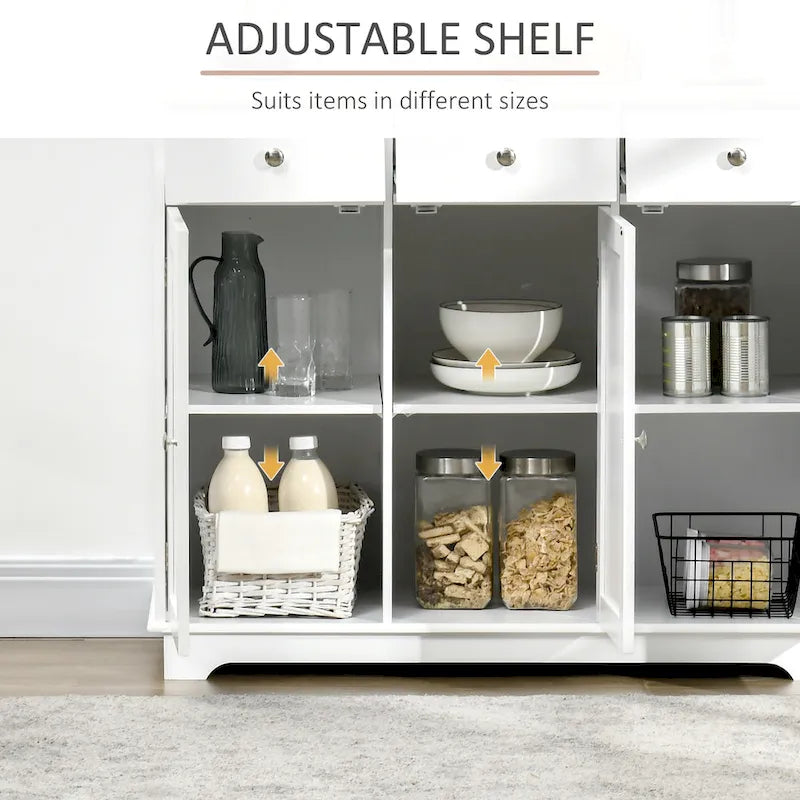 Buffet Sideboard Cabinet 3 Drawers Adjustable Shelves Black Grey White