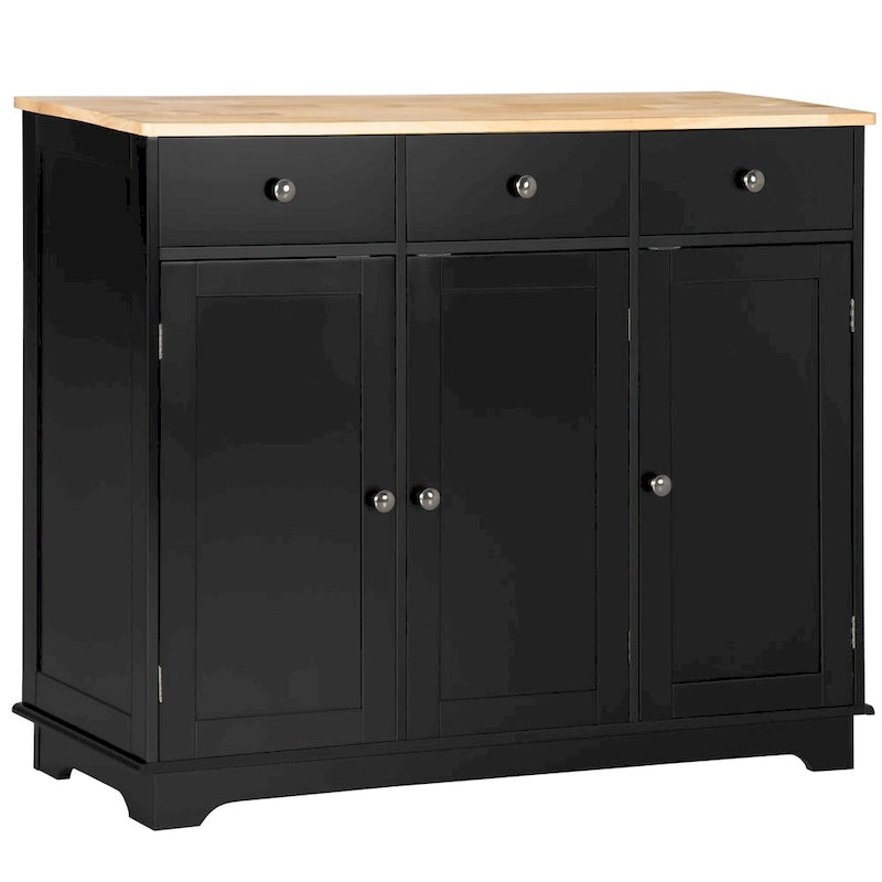 Buffet Sideboard Cabinet 3 Drawers Adjustable Shelves Black Grey White