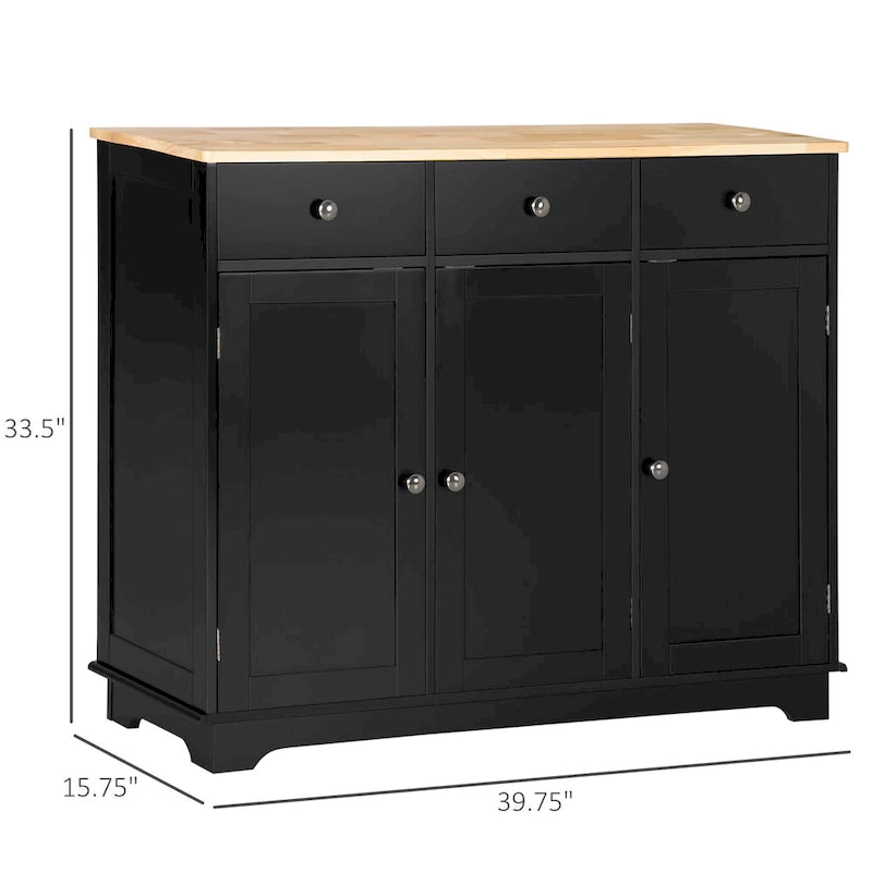 Buffet Sideboard Cabinet 3 Drawers Adjustable Shelves Black Grey White