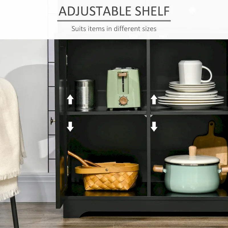 Buffet Sideboard Cabinet 3 Drawers Adjustable Shelves Black Grey White