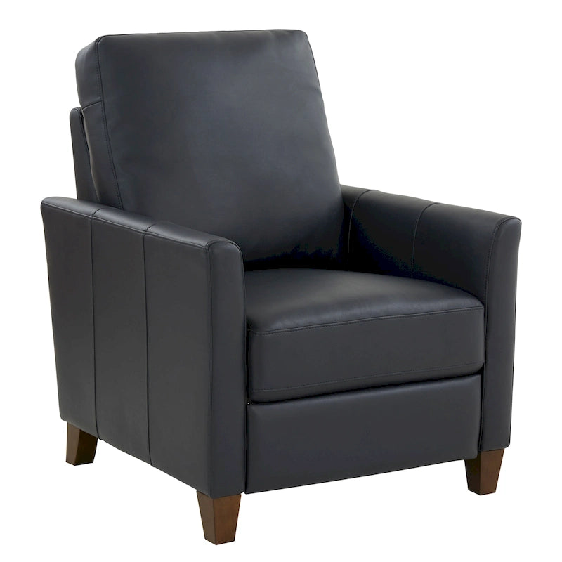Modern Faux Leather Manual Recliner Chair Caramel Midnight Blue Hardwood Legs