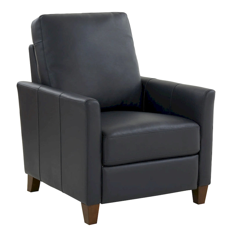 Modern Faux Leather Manual Recliner Chair Caramel Midnight Blue Hardwood Legs