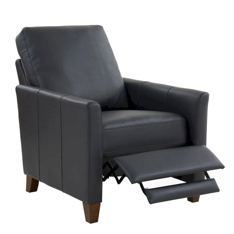 Modern Faux Leather Manual Recliner Chair Caramel Midnight Blue Hardwood Legs
