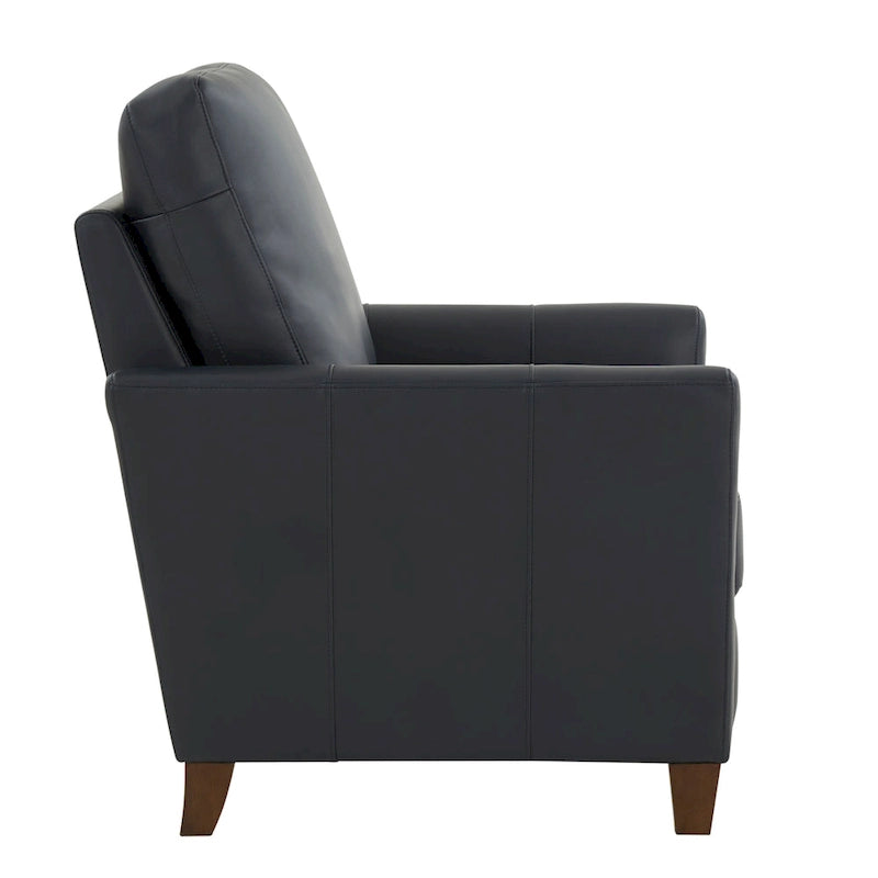 Modern Faux Leather Manual Recliner Chair Caramel Midnight Blue Hardwood Legs