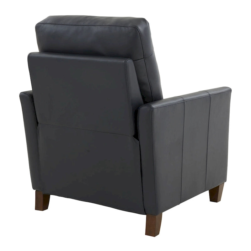 Modern Faux Leather Manual Recliner Chair Caramel Midnight Blue Hardwood Legs