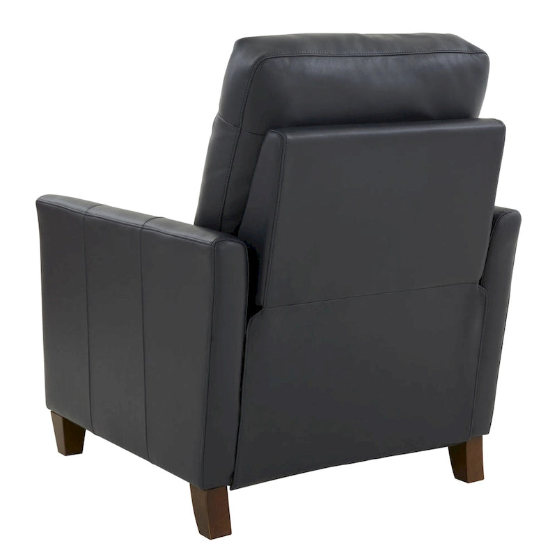Modern Faux Leather Manual Recliner Chair Caramel Midnight Blue Hardwood Legs