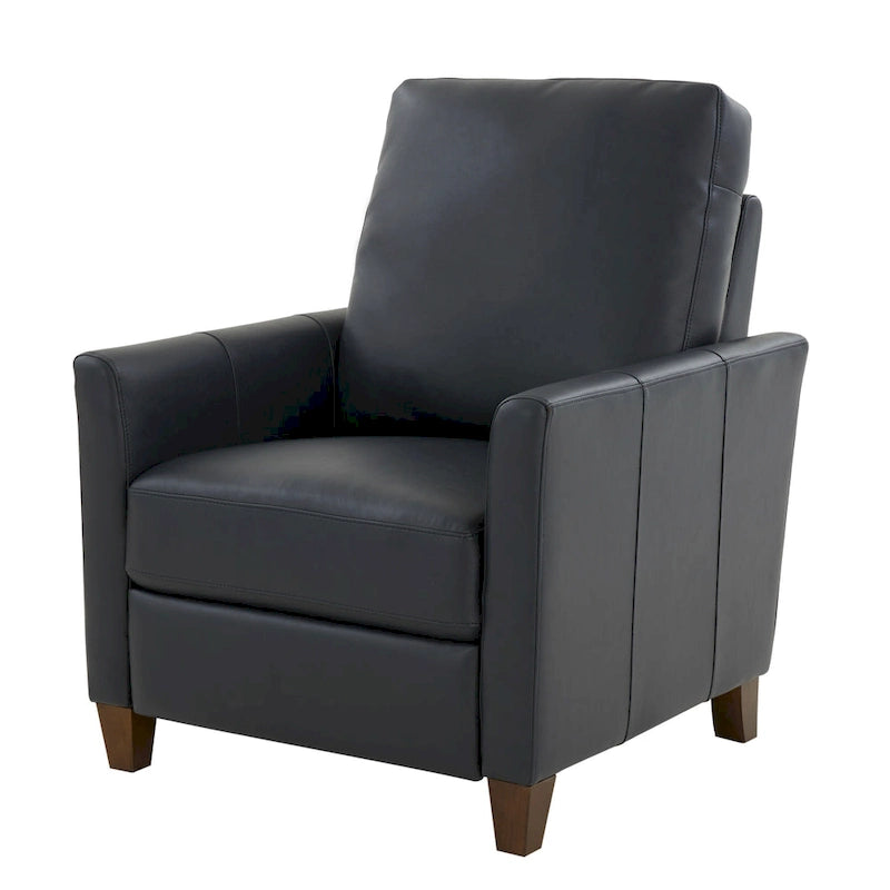 Modern Faux Leather Manual Recliner Chair Caramel Midnight Blue Hardwood Legs